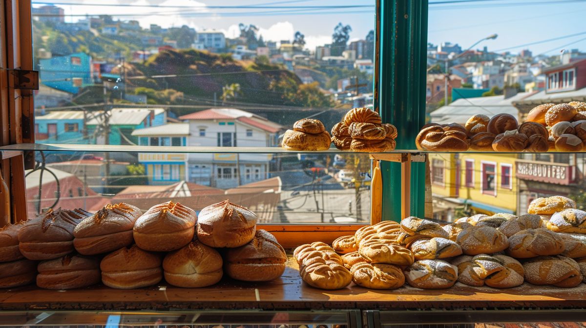 Pan recién horneado en la vitrina de la padaria Valparaíso