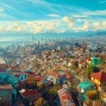 Vista panorámica de la pintoresca ciudad de Santiago Valparaíso, destacando su vibrante arquitectura y cerros coloridos