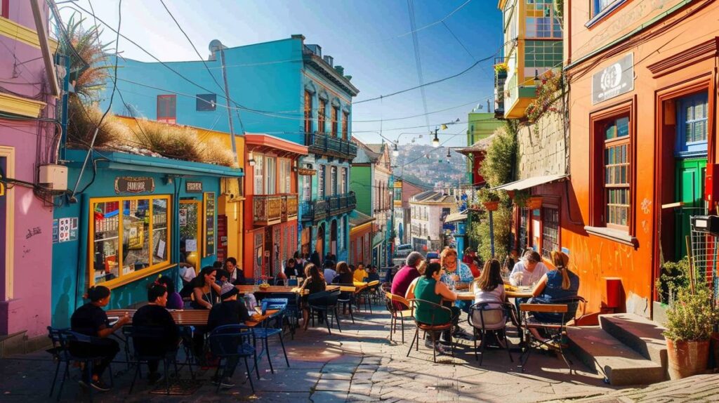 Joven empresaria trabajando en su laptop en una cafetería moderna