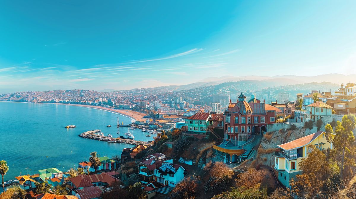 Vista panorámica de Viña del Mar e Valparaíso, mostrando por qué vale la pena visitar estas ciudades costeras chilenas