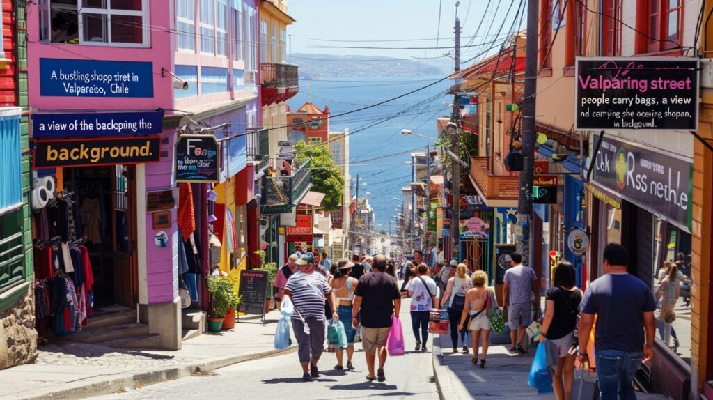 Mujer disfrutando de compras en una tienda boutique en Valparaíso, Chile