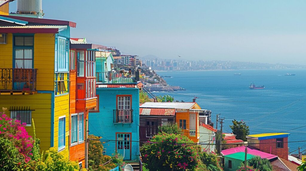 Vista panorámica de los coloridos puntos turísticos de Valparaíso, destacando su arquitectura única y vibrante ambiente