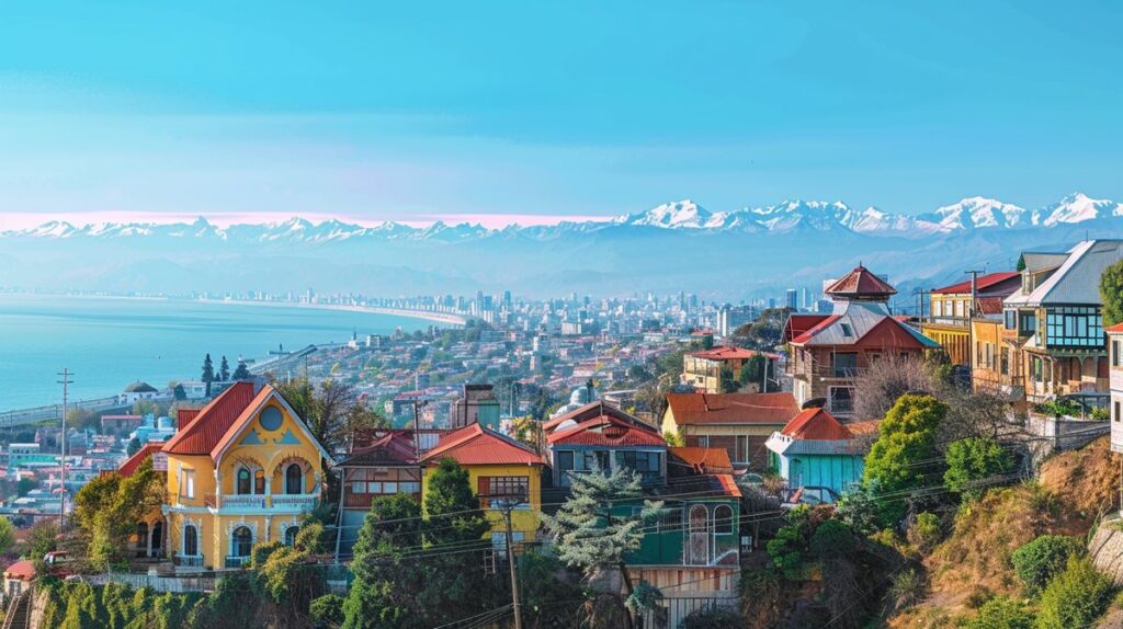 Vista panorámica de la ciudad entre Santiago Valparaíso en un día soleado con cielo despejado